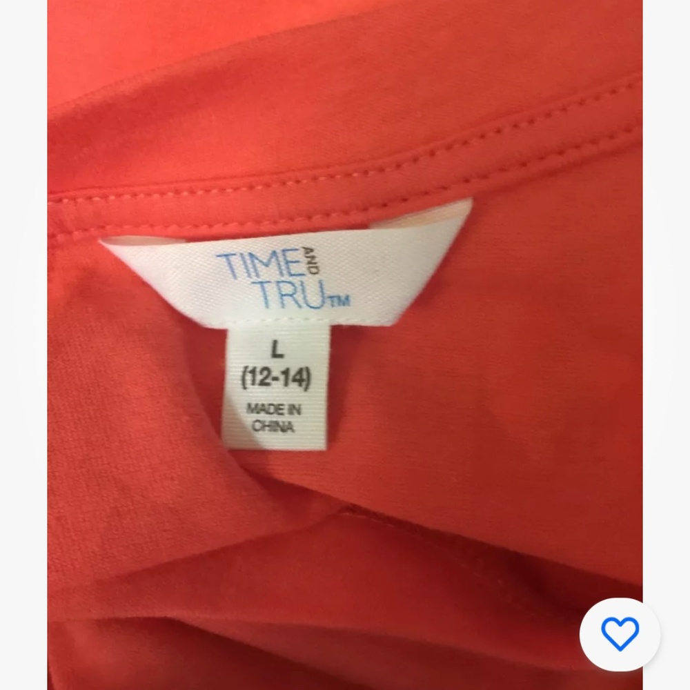 Time and Tru Orange Knit Flutter SleeveTiered Dress Large (12-14) NEW - Picture 7 of 8